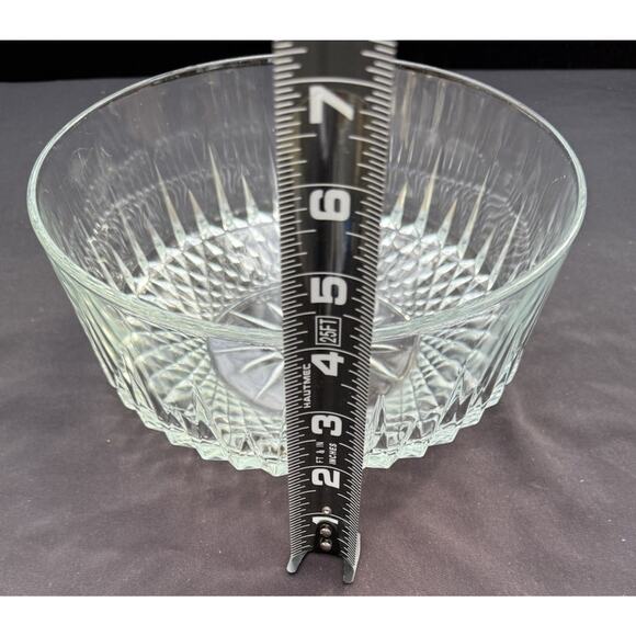 ARCOROC France 9" SALAD Serving Bowl DIAMANT Cut Clear Glass Sunburst -S1 - Picture 10 of 10